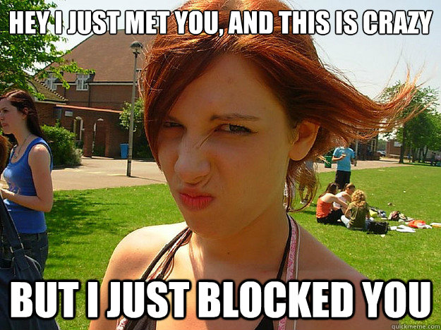 HEY I JUST MET YOU, AND THIS IS CRAZY BUT I JUST BLOCKED YOU  