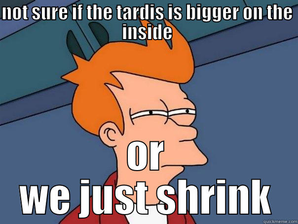 NOT SURE IF THE TARDIS IS BIGGER ON THE INSIDE OR WE JUST SHRINK Futurama Fry