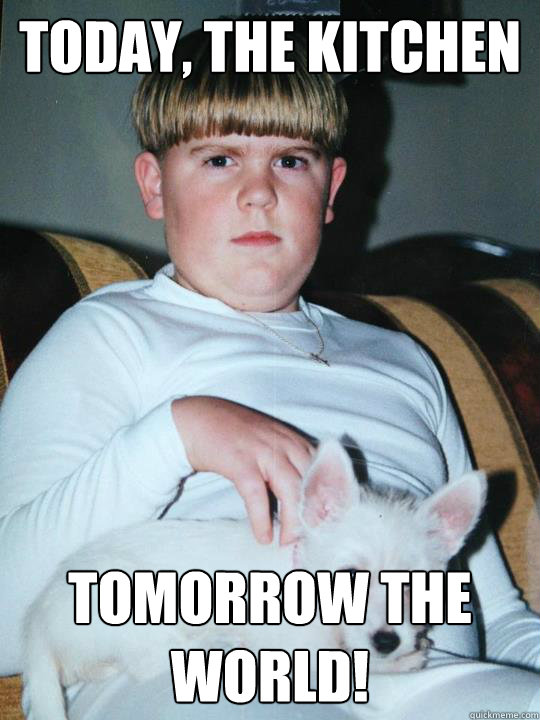 Today, the Kitchen tomorrow the world!  Bowl Cut World Domination