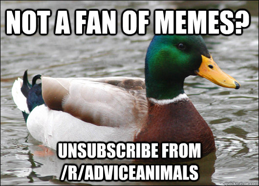 not a fan of memes? unsubscribe from /r/Adviceanimals  Actual Advice Mallard