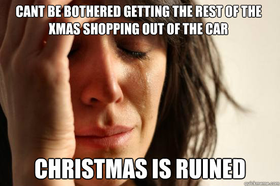Cant be bothered getting the rest of the xmas shopping out of the car Christmas is ruined  First World Problems