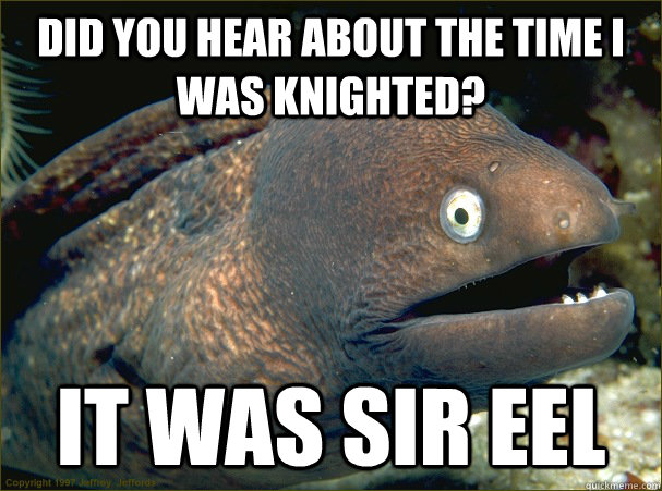 did you hear about the time i was knighted? it was sir eel - did you hear about the time i was knighted? it was sir eel  Misc