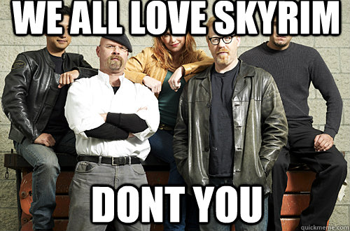 we all love skyrim dont you   Good Guy Mythbusters