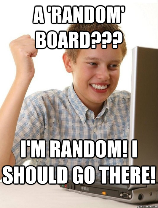 A 'random' board??? I'm random! I should go there!  First Day on the Internet Kid