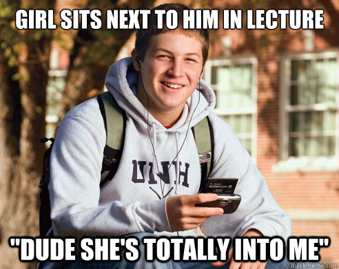 girl sits next to him in lecture 