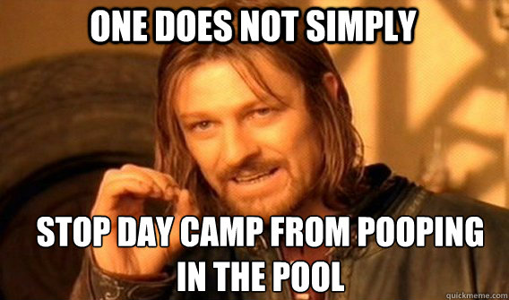 One does not simply Stop day camp from pooping in the pool
  Boromir