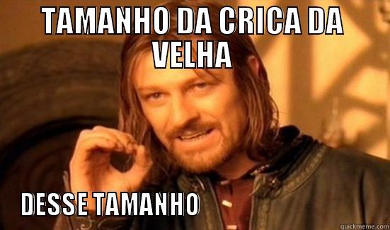 TAMANHO DA CRICA DA VELHA DESSE TAMANHO                                    Boromir