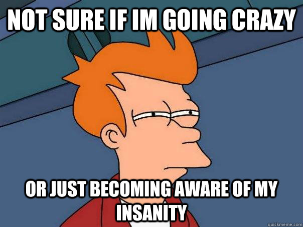 Not sure if im going crazy or just becoming aware of my insanity - Not sure if im going crazy or just becoming aware of my insanity  Futurama Fry
