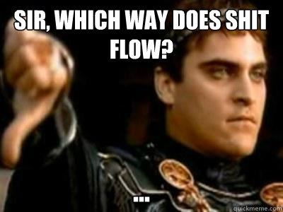 Sir, which way does shit flow?  ...  Downvoting Roman