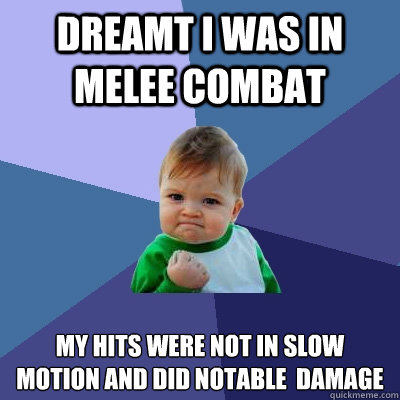 Dreamt I was in melee combat My hits were not in slow motion and did notable  damage - Dreamt I was in melee combat My hits were not in slow motion and did notable  damage  Success Kid