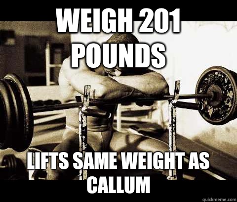 Weigh 201 pounds Lifts same weight as Callum  Bodybuilder Problems