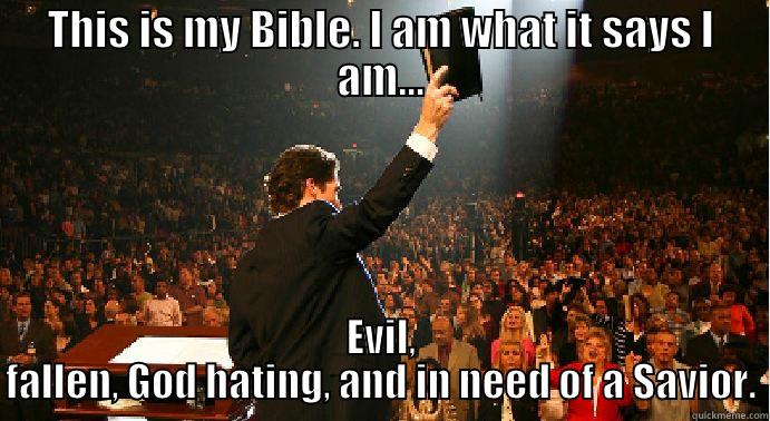 THIS IS MY BIBLE. I AM WHAT IT SAYS I AM... EVIL, FALLEN, GOD HATING, AND IN NEED OF A SAVIOR. Misc