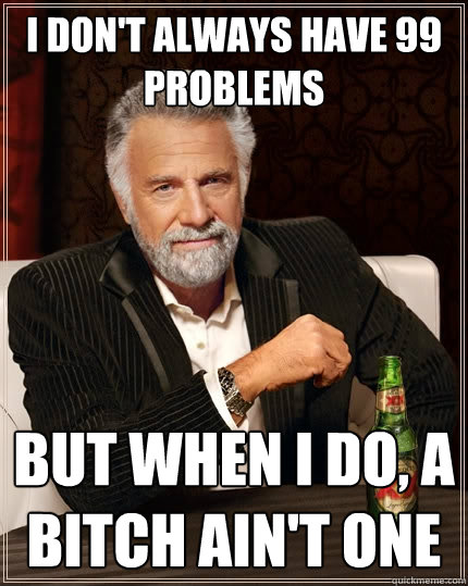 I don't always have 99 problems But when I do, a bitch ain't one  The Most Interesting Man In The World