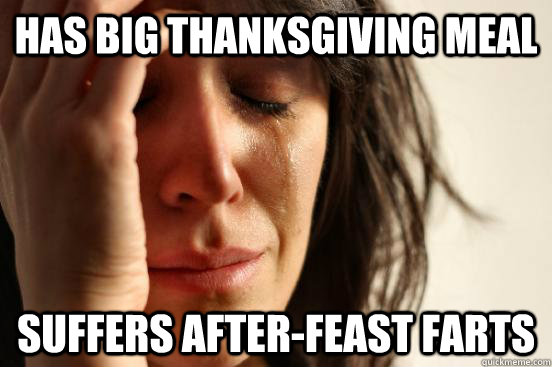 Has big thanksgiving meal suffers after-feast farts  First World Problems
