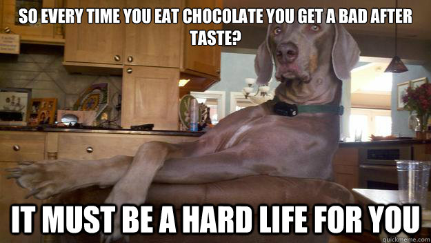 So every time you eat chocolate you get a bad after taste? It must be a hard life for you  