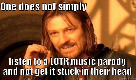 ONE DOES NOT SIMPLY                          LISTEN TO A LOTR MUSIC PARODY AND NOT GET IT STUCK IN THEIR HEAD Boromir