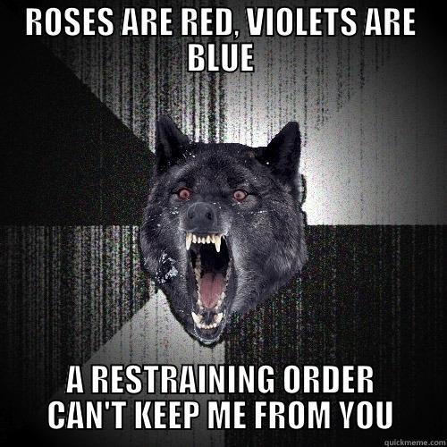 ROSES ARE RED, VIOLETS ARE BLUE A RESTRAINING ORDER CAN'T KEEP ME FROM YOU Insanity Wolf
