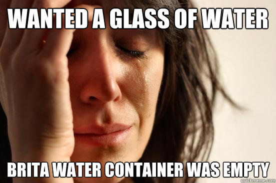 Wanted a glass of water Brita water container was empty  First World Problems