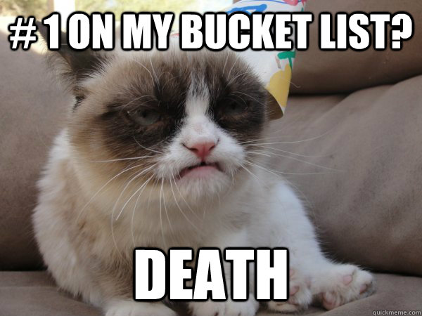 # 1 on my bucket list? death  Grumpy Birthday