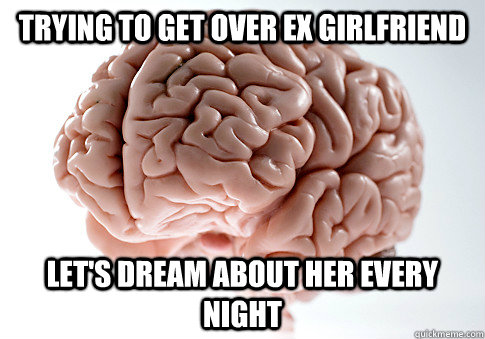 Trying to get over ex girlfriend Let's dream about her every night  Scumbag Brain