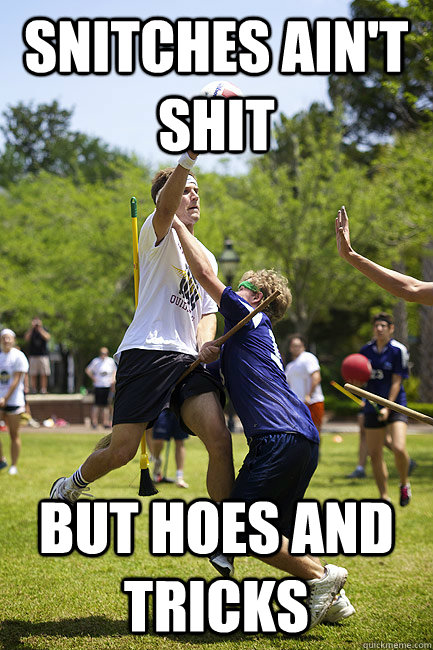 snitches ain't shit but hoes and tricks  Muggle Quidditch