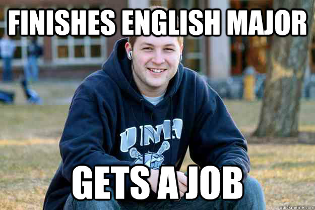 finishes english major Gets a job  Successful College Senior