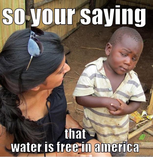 SO YOUR SAYING  THAT WATER IS FREE IN AMERICA Skeptical Third World Kid