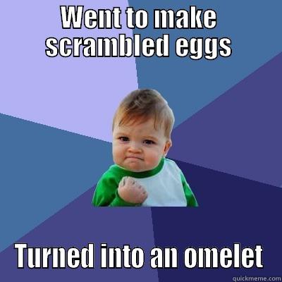 WENT TO MAKE SCRAMBLED EGGS TURNED INTO AN OMELET Success Kid
