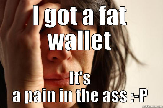 I GOT A FAT WALLET IT'S A PAIN IN THE ASS :-P First World Problems