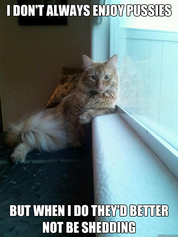 I DON'T always enjoy pussies but when i do they'd better not be shedding  