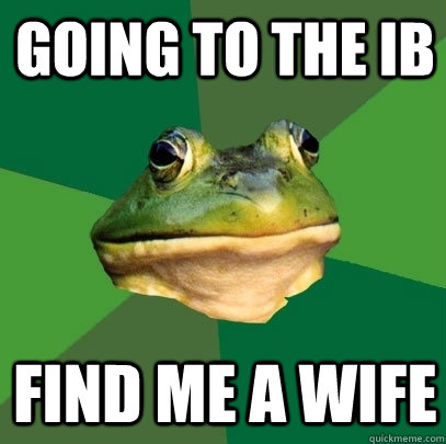 Going to the IB find me a wife  Foul Bachelor Frog