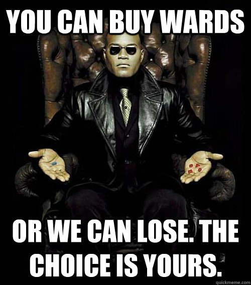 you can buy wards or we can lose. the choice is yours.  Morpheus