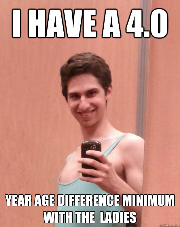 I have a 4.0 year age difference minimum with the  ladies - I have a 4.0 year age difference minimum with the  ladies  Mischievous Moshe