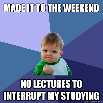 made it to the weekend no lectures to interrupt my studying   Success Kid