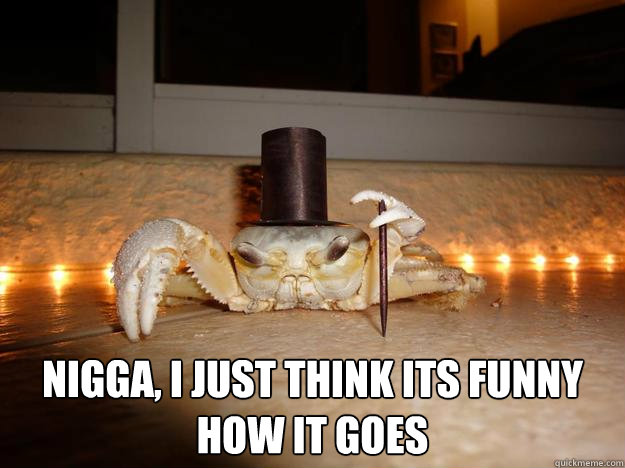  nigga, i just think its funny how it goes  Fancy Crab
