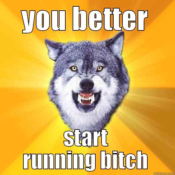 YOU BETTER START RUNNING BITCH Courage Wolf