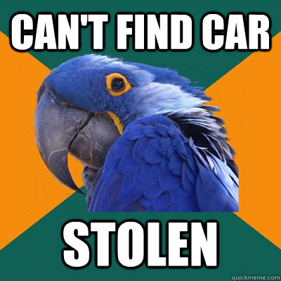 Can't find car Stolen  Paranoid Parrot
