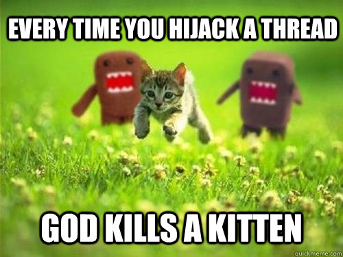 Every time you hijack a thread God kills a kitten - Every time you hijack a thread God kills a kitten  God Kills a Kitten