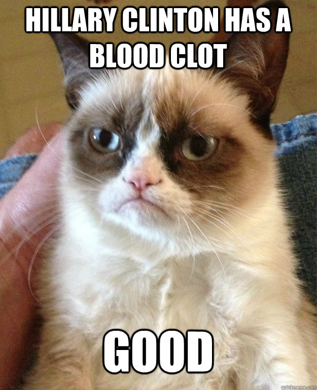 Hillary Clinton has a blood clot good - Hillary Clinton has a blood clot good  Tard cat shabbos