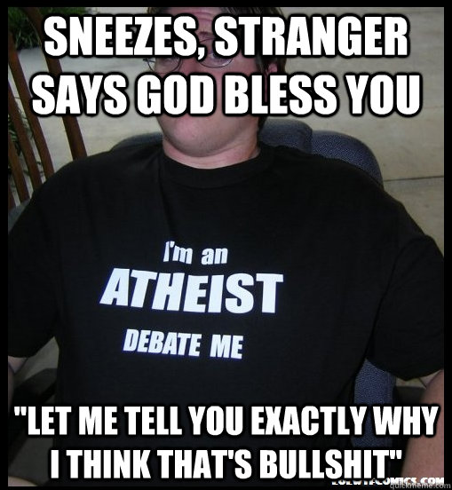 Sneezes, stranger says God bless you 