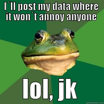 I´LL POST MY DATA WHERE IT WON´T ANNOY ANYONE LOL, JK Foul Bachelor Frog