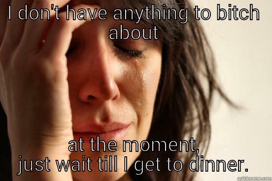 I DON'T HAVE ANYTHING TO BITCH ABOUT AT THE MOMENT, JUST WAIT TILL I GET TO DINNER. First World Problems
