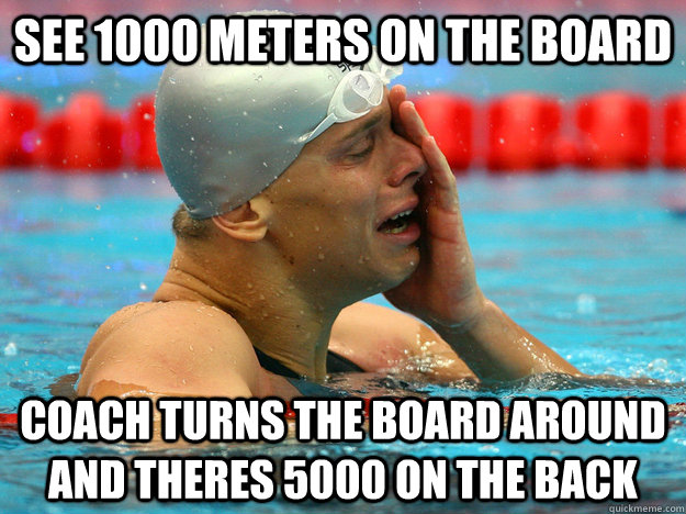 See 1000 meters on the board coach turns the board around and theres 5000 on the back  