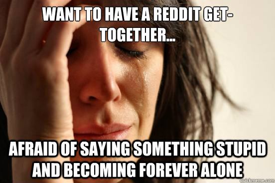 Want to have a Reddit get-together... afraid of saying something stupid and becoming forever alone  First World Problems
