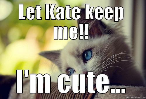 LET KATE KEEP ME!! I'M CUTE... First World Problems Cat