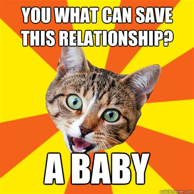 you what can save this relationship? A Baby  Bad Advice Cat