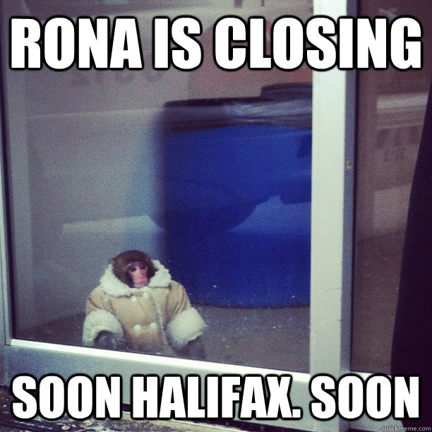 Rona is closing Soon Halifax. Soon  Ikea Monkey