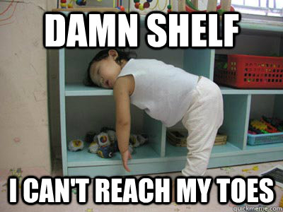 Damn shelf I can't reach my toes  Sleepy Asian Girl