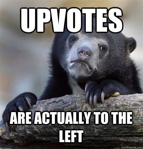 UPVOTES ARE ACTUALLY TO THE LEFT  Confession Bear