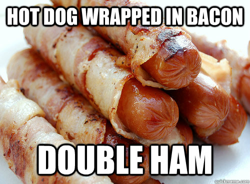 hot dog wrapped in bacon double ham - hot dog wrapped in bacon double ham  doubleham